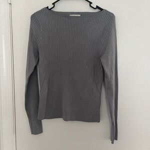Abercrombie & Fitch Women's Sweater Top Long Sleeve  Gray Slash Neckline Size L